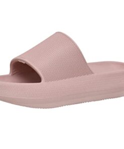 CUSHIONAIRE Women’s Feather cloud recovery slide sandals with +Comfort, Pink 10