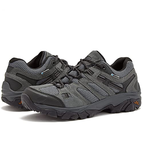 HI-TEC Ravus WP Low Waterproof Hiking Shoes for Men, Lightweight Breathable Outdoor Trekking and Trail Shoes – Dark Grey, 10 Medium