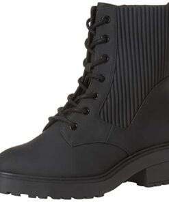 Amazon Essentials Women’s Rubberized Combat Boot with Chunky Outsole, Black, 10 Wide