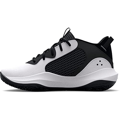 Under Armour Pre School Lockdown 6 Basketball Shoe, (101) White/Black/Black, 2 US Unisex Little Kid