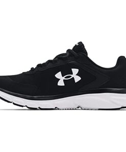 Under Armour mens Charged Assert 9 Running Shoe, Black/White, 10.5 US