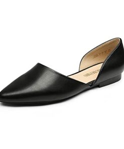 DREAM PAIRS Womens Pointed Toe Slip on Elegant Ballet Flat Shoes – Comfortable Flats for Work, Walking & Shopping, Black – 9 (DFA216)