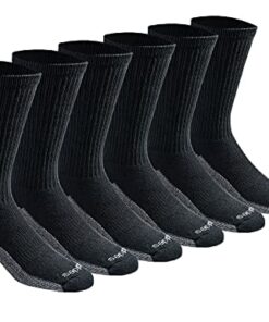 Dickies Men’s Dri-tech Moisture Control Crew Socks Multipack, Black (6 Pairs), Shoe Size: 6-12