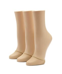 HUE Women’s Sheer Toe Cover Liner, 3 Pair Pack, Pale Beige, One Size