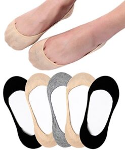 Ultra Low Cut Liner Socks Women No Show Non Slip Hidden Invisible for Flats Boat Summer 5 Pairs