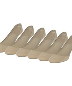 Peds Women’s Padded Super Low Cut No Show Socks, 6-Pairs, Nude, Shoe Size: 8-12