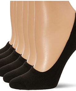 Hanes womens 6-pack Invisible Comfort Ballerina Liner Socks, Solid Black, Shoe Size 5-9 US