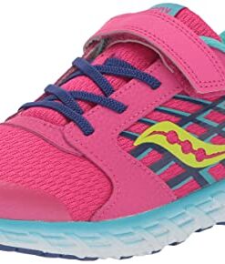 Saucony Wind 2.0 Alternative Closure Sneaker, Pink/Blue/Grey, 2.5 Wide US Unisex Big_Kid