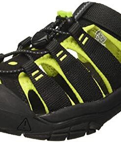 KEEN Unisex-Child Newport H2 Closed Toe Water Sandals, Black/Lime Green, 5 Big Kid US