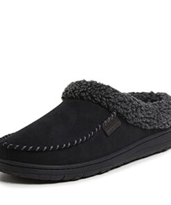 Dearfoams mens Brendan Memory Foam Clog Slipper, Black (Whipstitch), Large Medium US