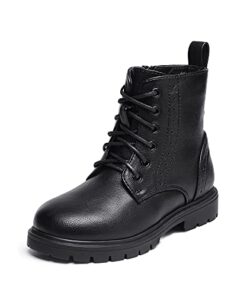 DREAM PAIRS Boys Girls Kbo211 Side Zipper Combat Ankle Boots Black Pu Size 13 Little Kid