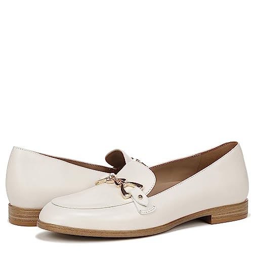 Naturalizer Women’s Gala Classic Slip On Loafer, Satin Pearl Beige Leather, 9
