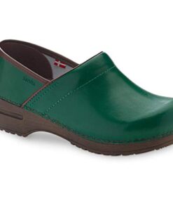 Sanita PU-Coated Leather Clogs for Women – Arch Support, Durable, Closed-Back, APMA-Approved Slip-On Shoes – Dark Green, Womens 7.5-8