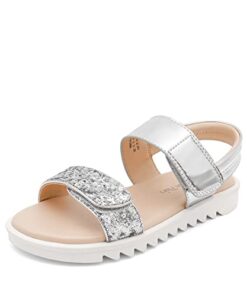 DREAM PAIRS Girls Sandals Glitter Two Strapped Casual Open Toe Sandals Sdls2303k Silver Size 6 Big Kid