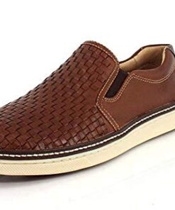 Johnston & Murphy Men’s McGuffey Woven Slip On Tan Full Grain Leather 12 M US