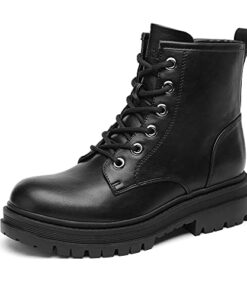 DREAM PAIRS Black Strong-5 Lace-up Platform Combat Boots Ankle Booties for Women Size 9.5