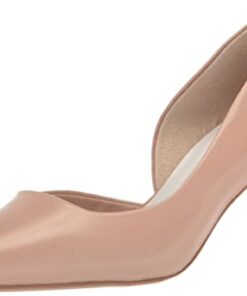 Franco Sarto Womens Tana Pointed Toe D’Orsay Mid Heel Pump, Sand Beige Leather, 8