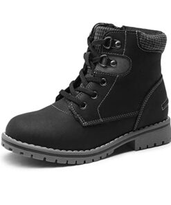 Bruno Marc Boys Girls Ankle Boots Side Zipper Outdoor Comfort Autumn Winter Casual Lace Up Combat Boots,Black,Size 3 US Little Kid SBBO222K