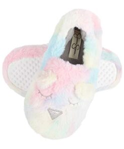 Jessica Simpson Girls Cute and Cozy Plush Slip On House Slippers with Memory Foam, Tie Dye, Large