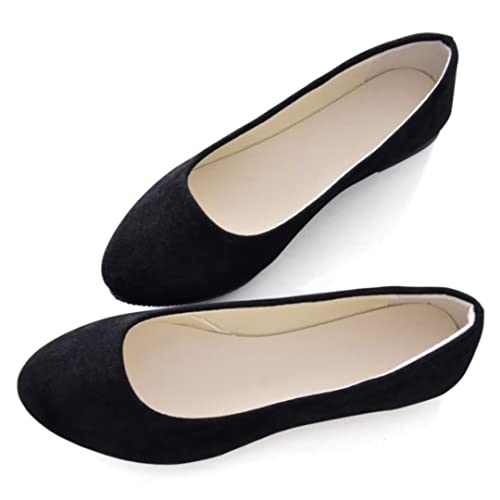 Women Cute Slip-On Ballet Shoes Soft Solid Classic Pointed Toe Flats by Black 42, 9