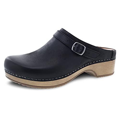 Dansko Berry Slip-On Mule Clogs for Women – Memory Foam and Arch Support for All -Day Comfort and Support – Lightweight EVA Oustole for Long-Lasting Wear Black Burnished Nubuck 7.5-8 M US