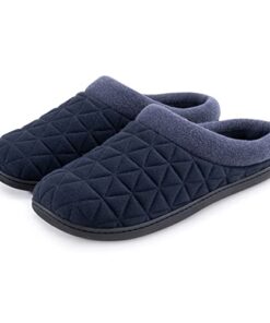 RockDove Men’s Diamond Stitch Memory Foam Clog Slipper, Size 11-12 US Men, Navy