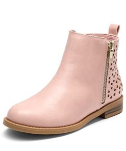 DREAM PAIRS Girls SDBO2221K Side Zipper Low Heels Ankle Boots Toddler Little Kid/Big Kid 1 Little_Kid Pink/PU