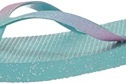 The Children’s Place Girls Everyday Flip Flops Sandal, Turquoise Glitter, 5-6 Big Kid