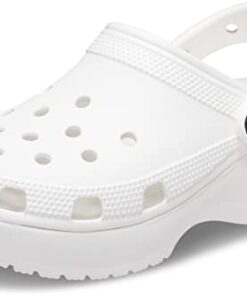 Crocs Women’s Classic Platform Clogs, Platform Shoes, White, 5 Women