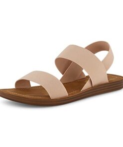 CUSHIONAIRE Women’s Ina stretch sandal +Memory Foam, Nude 6.5