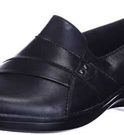 Clarks womens May Marigold Slip On Loafer, Black Leather, 9.5 US