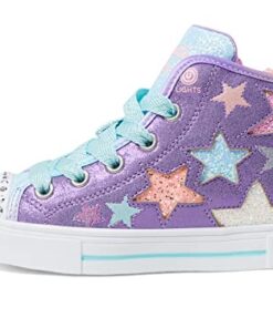 Skechers Kids Girls Twinkle Sparks-Star Glitz Sneaker, Lavender/Multi, 12 Little Kid