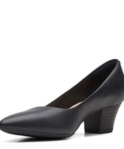 Clarks womens Teresa Step Pump, Black Leather, 8 Wide US