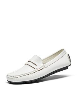 DREAM PAIRS Women’s Dressy Casual Slip-on Penny Loafers for Business and Office Wear Comfortable Faux Leather Driving Loafer Shoes,Sdls2313w,White,Size 10