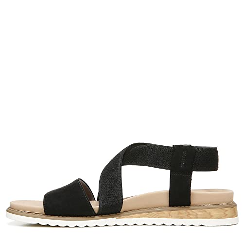 Dr. Scholl’s Shoes Women’s Islander Strappy Flat Sandal,Black Microfiber,7.5