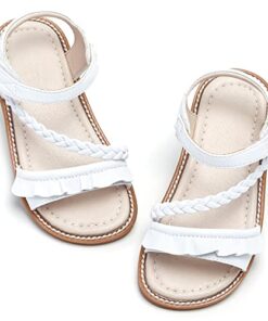 GINFIVE Toddler Girls Sandals Little Girls Kids Summer Shoes Toddler White Sandals Size 11