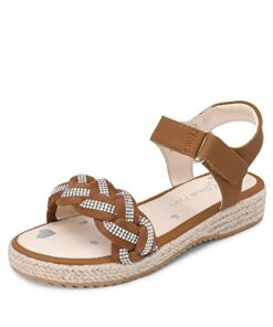 DREAM PAIRS Girls Sandals Espadrille Flatform Platform Wedge Open Toe Summer Shoes for Little Kid/Big Kid SDSD2303K Size 13 Little Kid Brown