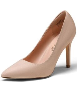 DREAM PAIRS Womens High Heel Pump Shoes, Nude Suede – 6.5 (Heel Pump)