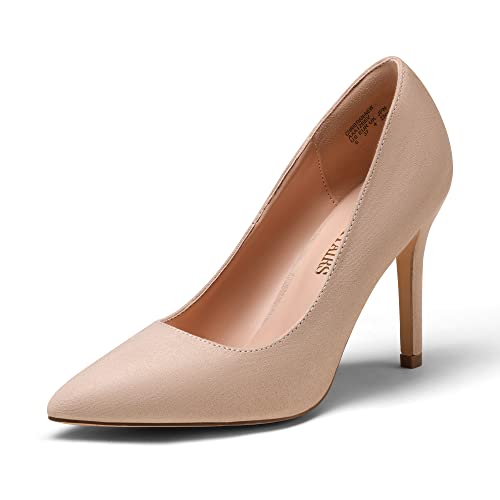 DREAM PAIRS Womens High Heel Pump Shoes, Nude Suede – 6.5 (Heel Pump)