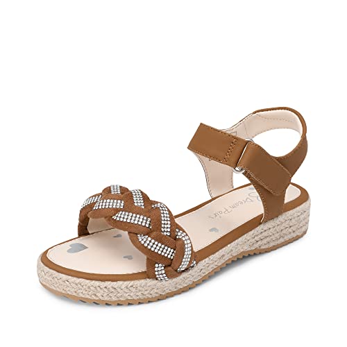 DREAM PAIRS Girls Sandals Espadrille Flatform Platform Wedge Open Toe Summer Shoes for Little Kid/Big Kid SDSD2303K Size 4 big kid Brown