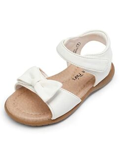 DREAM PAIRS KSD213 Toddler/Little Kid Girls Sandals Fashion Bow Summer Shoes 1 Little Kid White