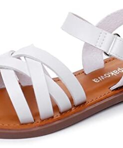 Apakowa Girls Sandals Open Toe Princess Flat Sandals Strappy Summer Shoes (Toddler/Little Kid/Big Kid)