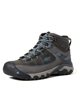 KEEN Women’s Targhee 3 Mid Height Waterproof Hiking Boots, Magnet/Atlantic Blue, 7.5