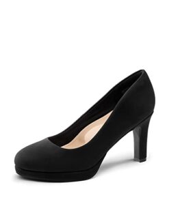 DREAM PAIRS Women’s SDPU2365W Low Heel D’Orsay Pointed Toe Pump Shoes, Black Nubuck, 7