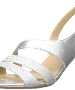 Naturalizer Womens Taimi Strappy Mid Heel Slingback Dress Sandals ,Silver Glitter,8.5 W US
