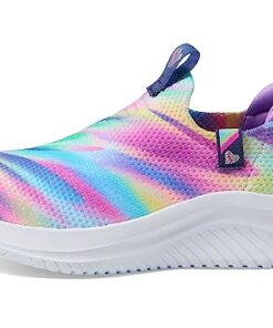 Skechers Kids Girls Ultra Flex 3.0-Color Me Sleek Sneaker, Gray/Multi, 13.5 Little Kid