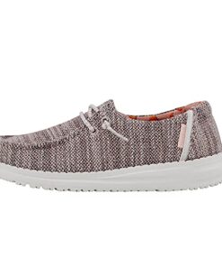 Hey Dude Girl’s Wendy Youth Stretch Peach Bud Size 2 | Girl’s Shoes | Girl’s Lace Up Loafers | Comfortable & Light-Weight