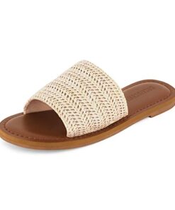 CUSHIONAIRE Women’s Carly slide Sandal with Comfort Foam, Raffia 6.5