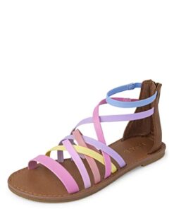 The Children’s Place Girls Gladiator Sandals, Rainbow Multi, 3 Big Kid