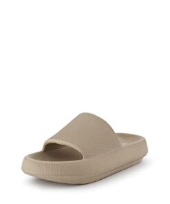 CUSHIONAIRE Women’s Feather cloud recovery slide sandal with +Comfort, Putty 8